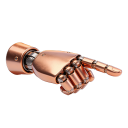 Kupferfarbenes Roboterhand-Icon, die zeigt - Tech- & KI-Symbol