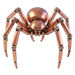 Copper Mechanical Spider Robot Icon - Steampunk 3D Render