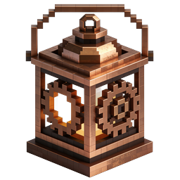Copper Voxel Lantern Icon - Metallic 3D Block Design