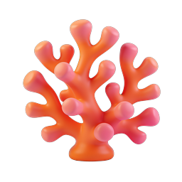 3D Coral Reef Icon - Ocean Marine Life Symbol