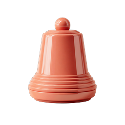 Coral Pink Glossy Bell Icon - 3D Realistic Design