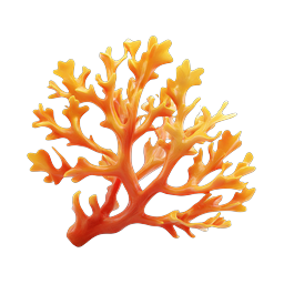 Realistic 3D Sea Coral Branch Icon - Orange & Yellow