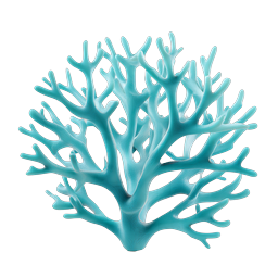 3D Teal Coral Branch Icon for Ocean & Marine Designs