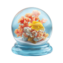 Tropical Fish Coral Bowl Underwater Scene Icon