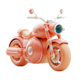 ไอคอน 3D ดินปั้นรูปมอเตอร์ไซค์สีชมพูคอรัล