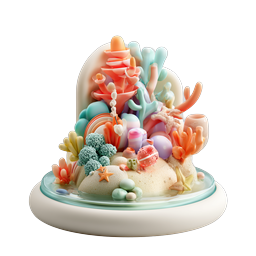 Coral Reef Aquarium 3D Clay Icon | Underwater Diorama