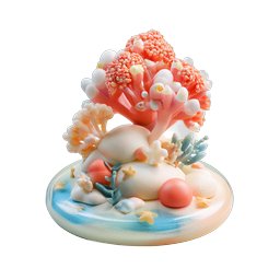 Clay Coral Reef Underwater Scene 3D Icon