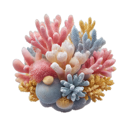 Colorful Coral Reef Cluster 3D Icon