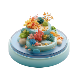Colorful Coral Reef Diorama 3D Icon - Underwater Garden Scene