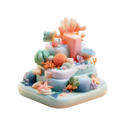 Coral Reef Diorama 3D Clay Icon for Ocean Designs