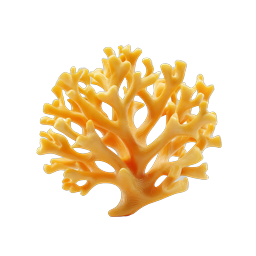 Golden Coral Reef 3D Icon - Marine Life Design
