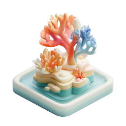 Coral Reef Clay 3D Icon - Pastel Ocean Diorama