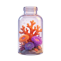 Mini-Korallenriff-Glas-Icon – 3D-Meeresökosystem