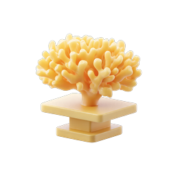 Yellow Coral Reef 3D Icon on Pedestal Base