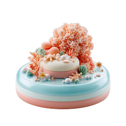 Coral Reef Platform 3D Icon - Underwater Marine Scene