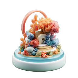 Coral Reef Snow Globe 3D Icon | Marine Life Collection