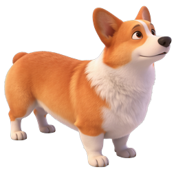 Icône 3D adorable de chien corgi pour designs d'animaux