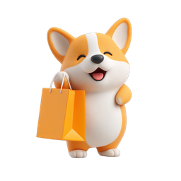 Cheerful Corgi Shopping Icon for E-commerce