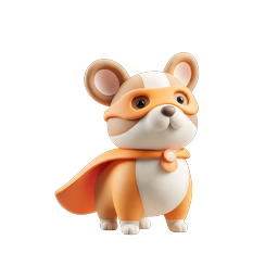 Cute Corgi Superhero Dog 3D Icon - Clay Style