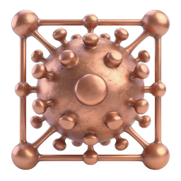 Coronavirus Molecule 3D Icon - Copper Virus Design