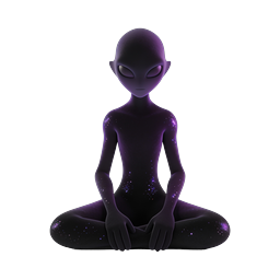 Cosmic Alien Meditation 3D Icon - Galactic Yoga Character
