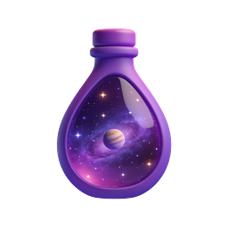 Cosmic Potion Bottle Icon - Mystical Galaxy Glass