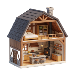 Charming Cottage Dollhouse Cross-Section Icon