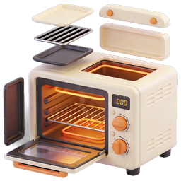 Countertop Toaster Oven 3D Icon with Exploded View