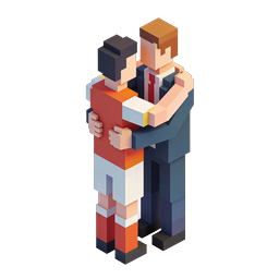 Couple Embrace Voxel Art Icon - Romantic 3D Pixel