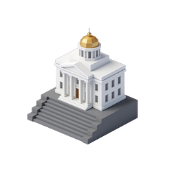 Isometric Courthouse Building Icon with Golden Dome