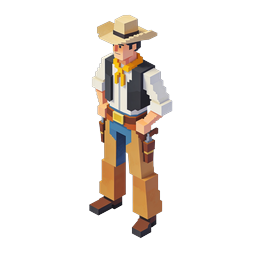 Icono de personaje vaquero isométrico 3D para juegos