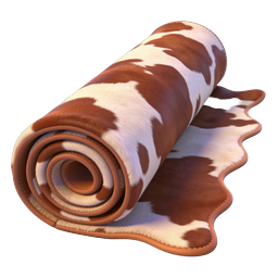 Cowhide Rolled Rug 3D Icon - Realistic Home Decor