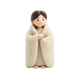 Cozy Blanket 3D Character Illustration - Warm & Cute