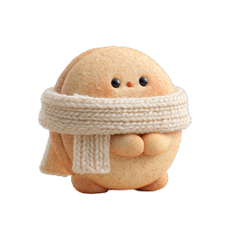 Süßes gemütliches Brot-Charakter-3D-Icon mit Strickschal