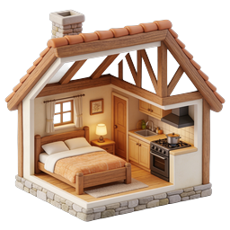 Cozy Cottage Dollhouse Cross-Section Icon