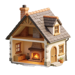 Cozy Cottage House 3D Icon - Charming Miniature Home Design