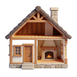 Cozy Cottage Cross-Section House Icon | 3D Clay Style