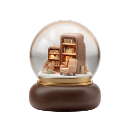 Cozy Library Snow Globe - 3D Reading Nook Icon