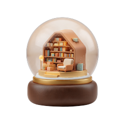 Cozy Library Snow Globe 3D Icon | Reading & Books