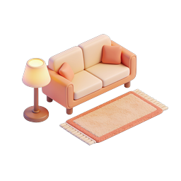 Cozy Living Room 3D Sofa Set Icon
