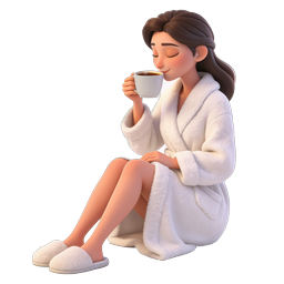 Cozy Morning Coffee Relaxation 3D Character Icon