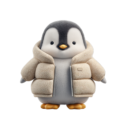 Cute Baby Penguin in Cozy Puffer Jacket 3D Icon