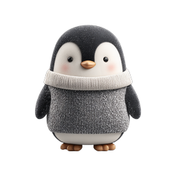 Adorable Cozy Penguin in Knitted Sweater 3D Icon