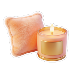Cozy Pillow and Candle Icon | Warm Home Decor Graphic