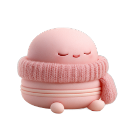 Adorable Pink Clay Character with Cozy Knitted Scarf Icon