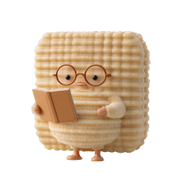 Adorable Fluffy Book Reader Character Icon - 3D Clay Style