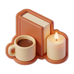 Cozy Reading Icon - Book, Coffee Cup 3D Design