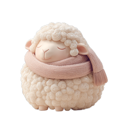 Cozy Sleepy Sheep with Knitted Scarf - Cute 3D Icon
