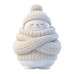 Cozy Knitted Snowman Winter Icon - 3D Render