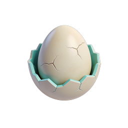 Cracked Egg 3D Icon | Hatching Egg Design
